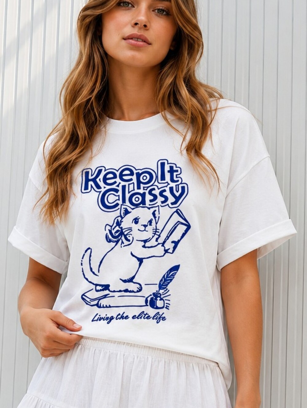 Cat Graphic Tee Book Lover Teacher White Shirt L Velvet Graphic